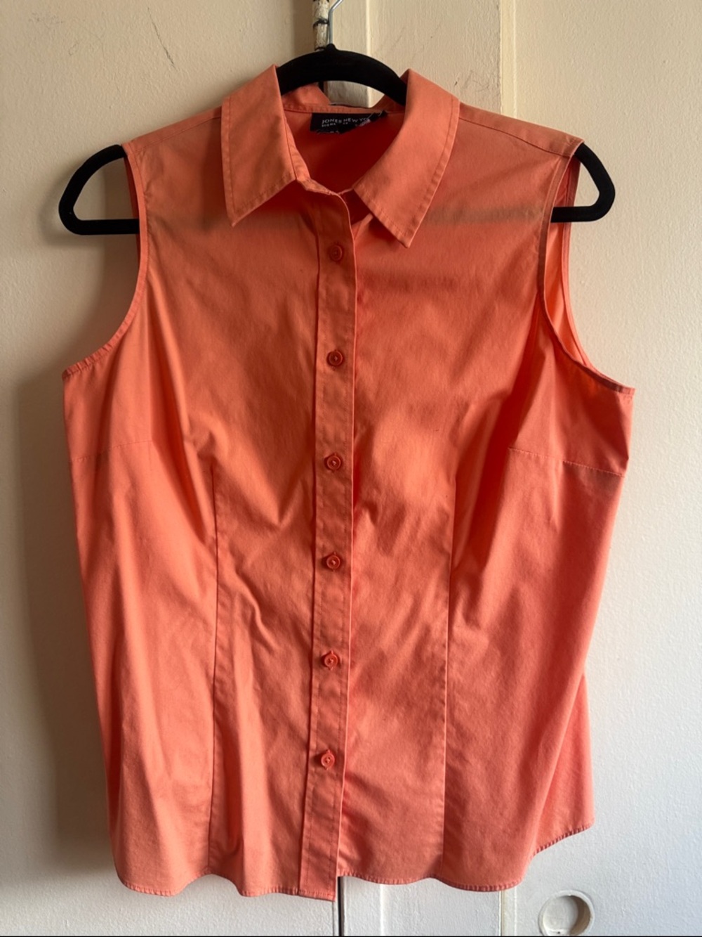 Jones New York Sleeveless Button-Down Shirt - Coral Orange